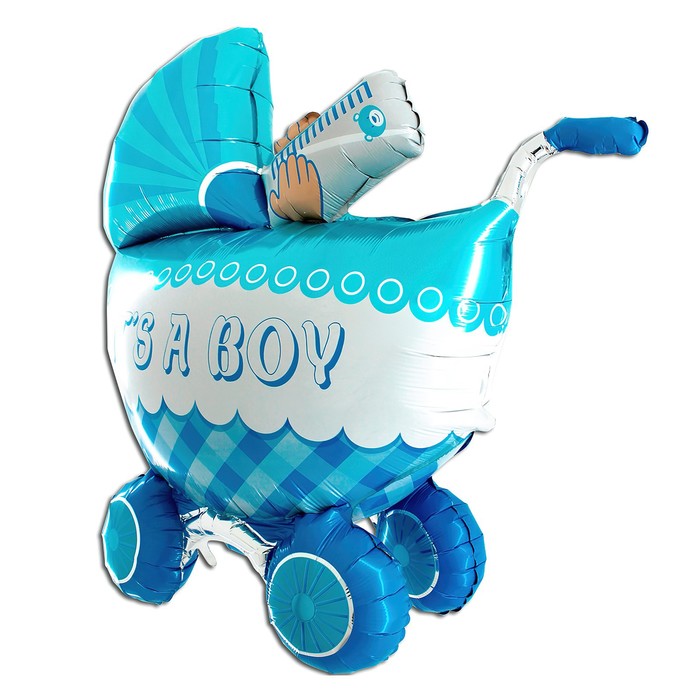 

Шар фольгированный 27'' Фигура, "3D Коляска для мальчика", на подставке, День рождения