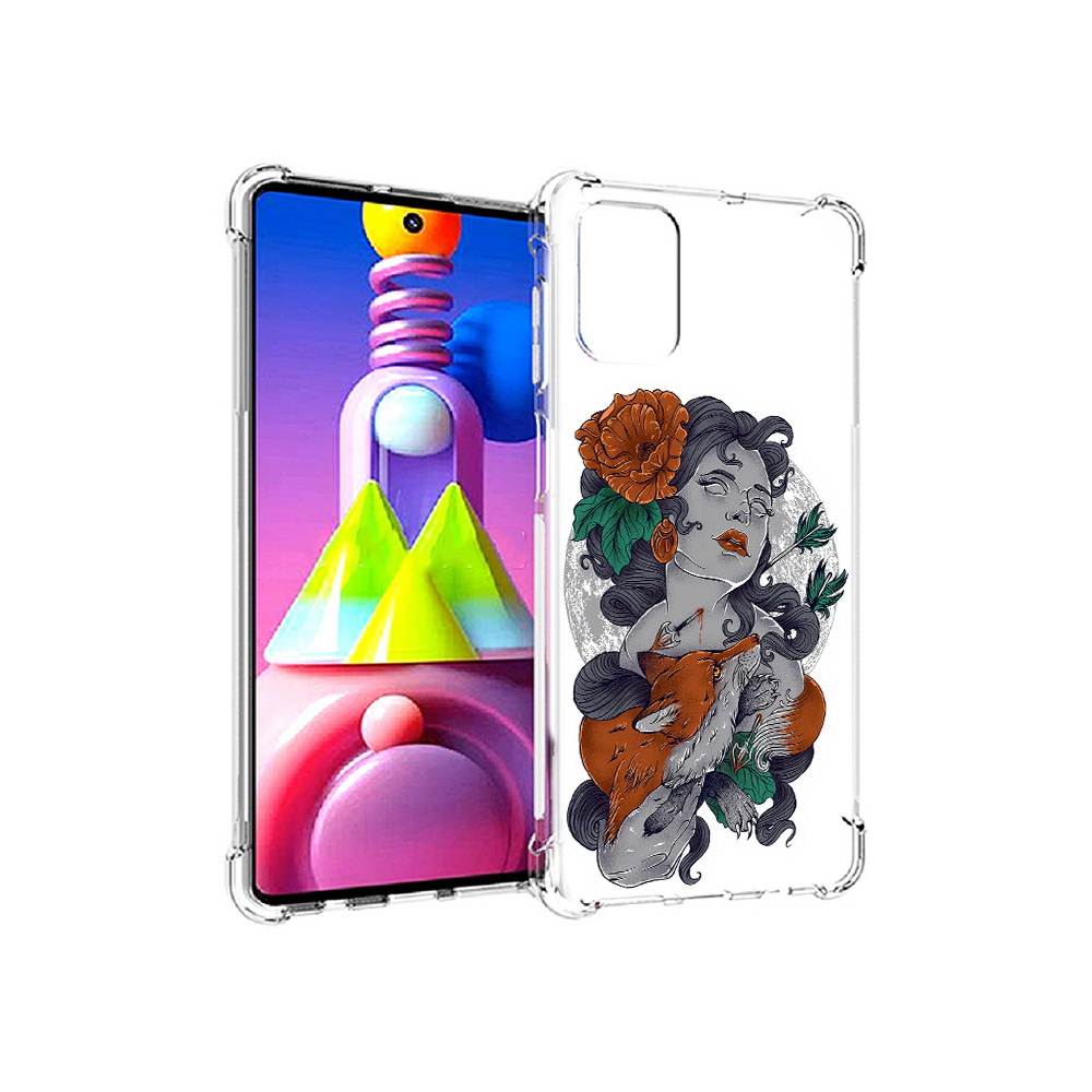 

Чехол MyPads Tocco для Samsung Galaxy M51 темная девушка с лисой (PT156838.490.639), Прозрачный, Tocco