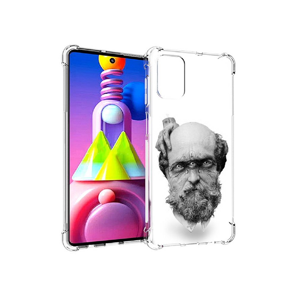 

Чехол MyPads Tocco для Samsung Galaxy M51 страшный бородатый мужчина абстракция, Прозрачный, Tocco