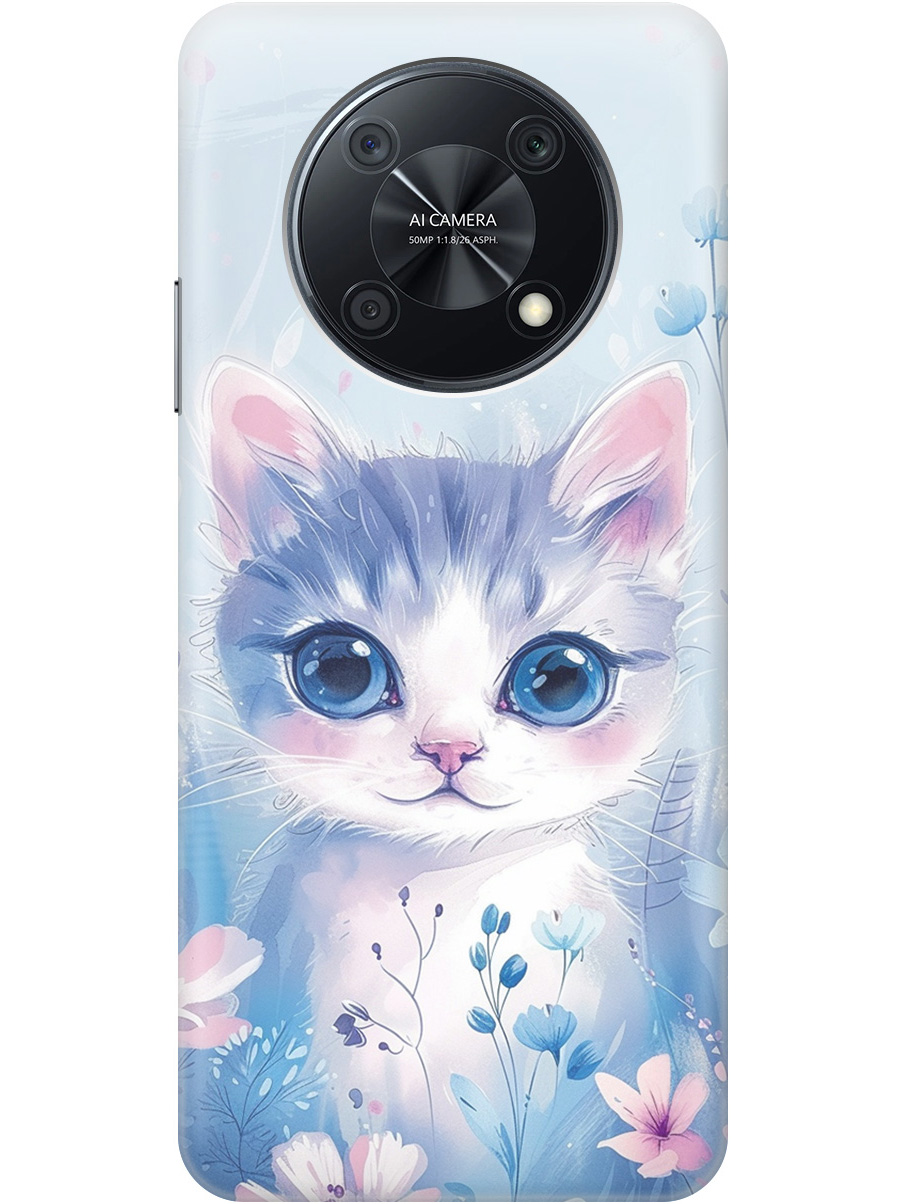 

Силиконовый чехол на Huawei nova Y90 с принтом "Котик в цветах", Прозрачный;белый;голубой;розовый, 740188612