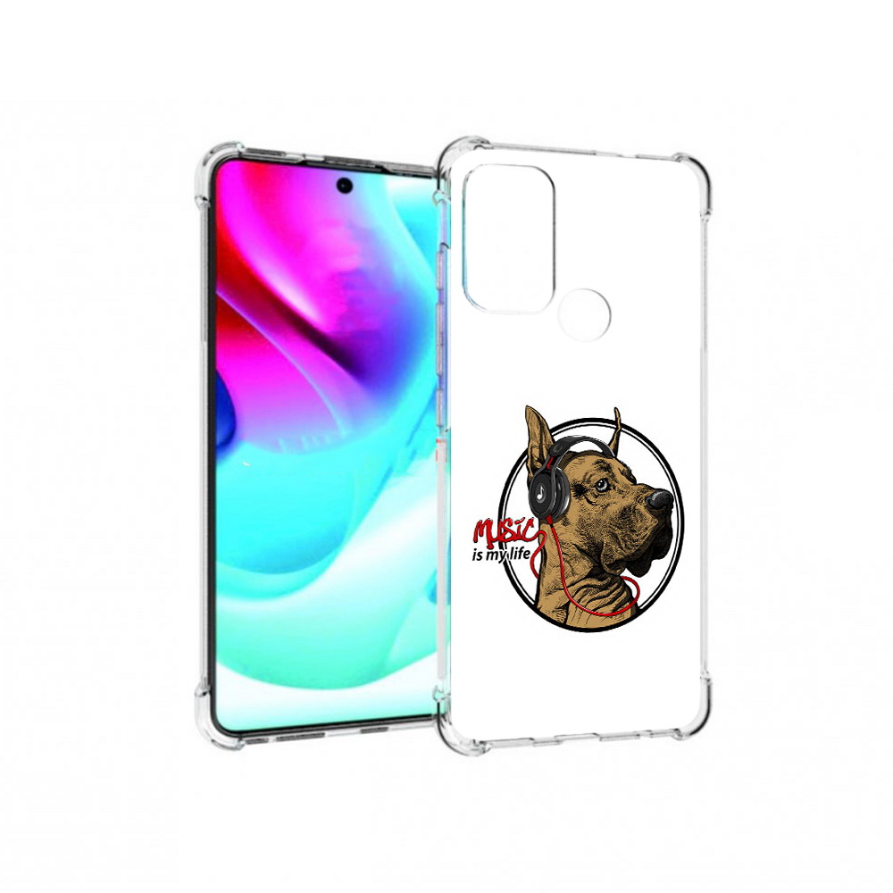 

Чехол MyPads Tocco для Motorola Moto G60S музыкальная собака (PT227079.361.490), Прозрачный, Tocco
