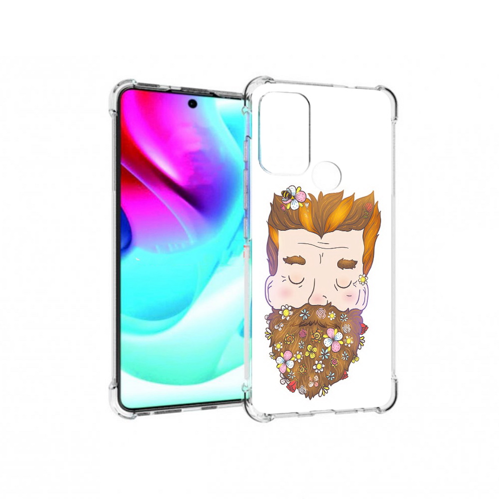

Чехол MyPads Tocco для Motorola Moto G60S мужчина с цветами в бороде (PT227079.361.489), Прозрачный, Tocco