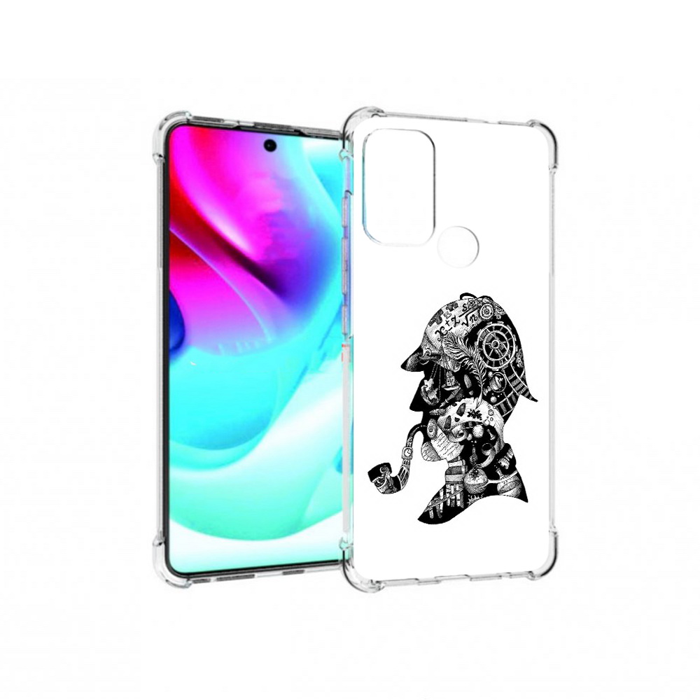 

Чехол MyPads Tocco для Motorola Moto G60S мужчина с трубкой абстракция (PT227079.361.488), Прозрачный, Tocco