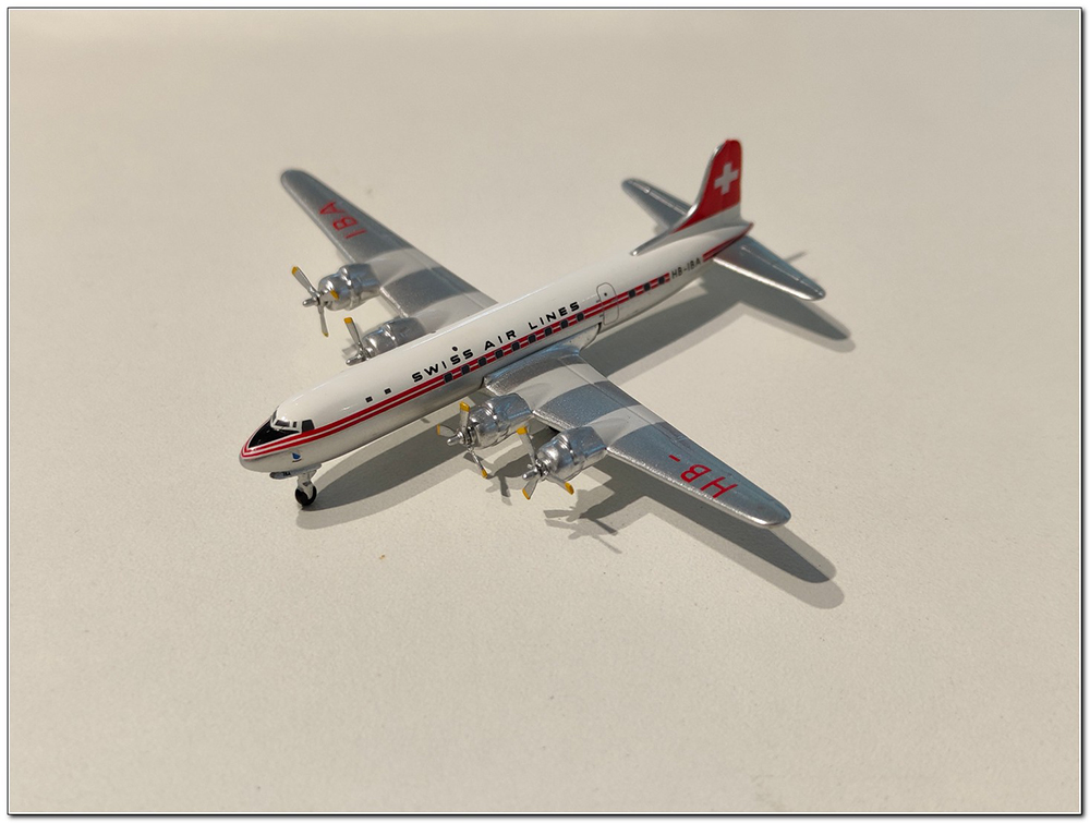 

Модель коллекционная Douglas DC-6B swiss air lines hb-iba limited 384 (длина 8,04 см), Белый