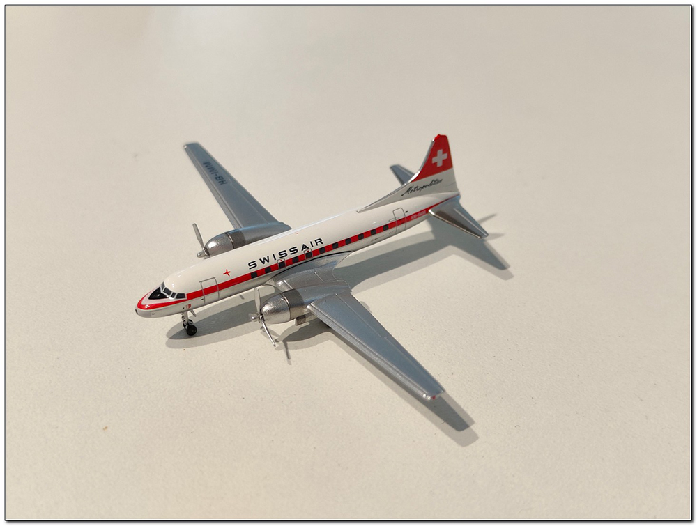 Модель коллекционная AEROCLASSICS Convair CV-440 swissair hb-imm (длина 6,21 см)