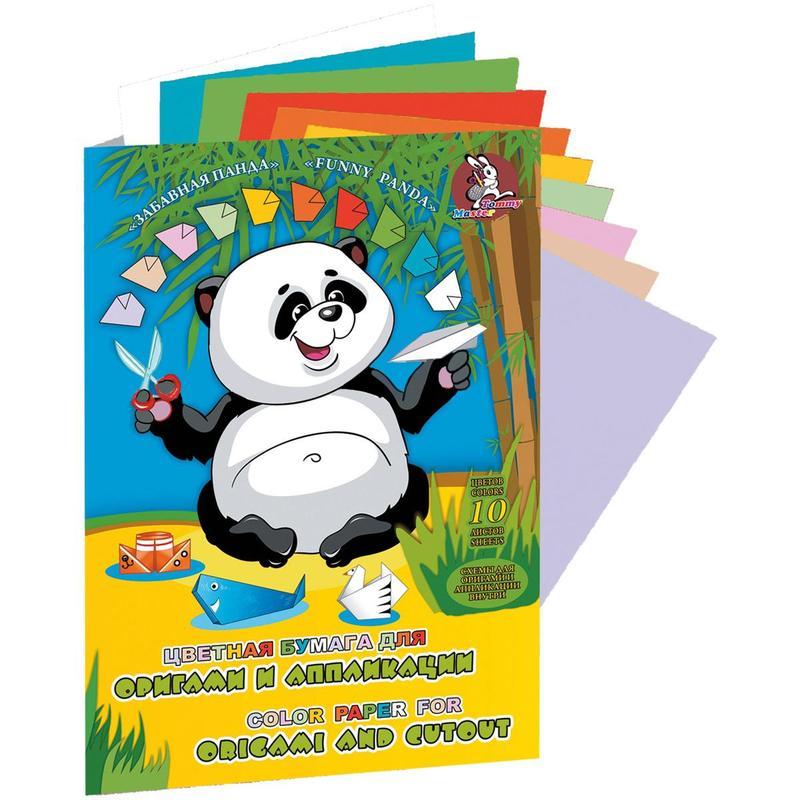 Бумага цветная для оригами Лилия Холдинг Забавная панда (А5, 10 цветов, 10 листов) 40 уп