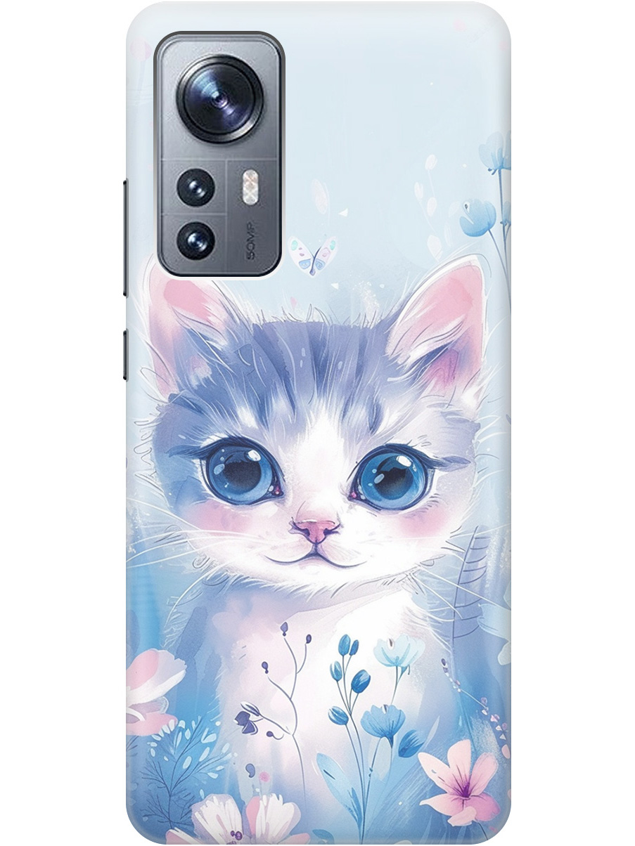 

Силиконовый чехол на Xiaomi 12 / 12X / 12S с принтом "Котик в цветах", Прозрачный;белый;голубой;розовый, 734580812