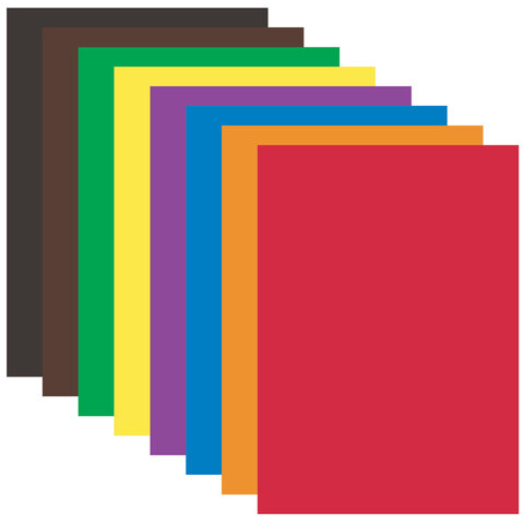 Бумага цветная офсетная Юнландия (16 л, 8 цветов, А4, скрепка, 200х280мм) (129557), 80 уп
