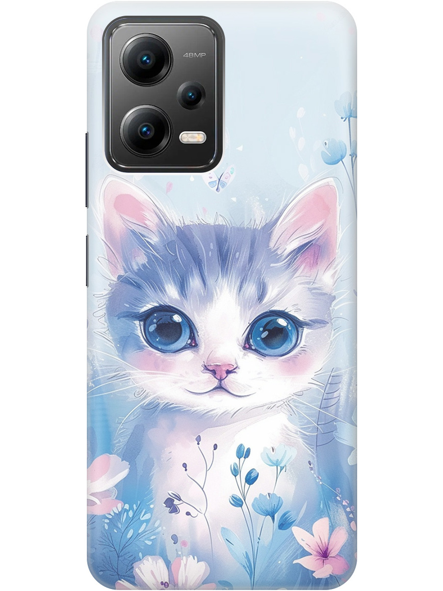 

Силиконовый чехол на Xiaomi Poco X5 5G с принтом "Котик в цветах", Прозрачный;белый;голубой;розовый, 767959612