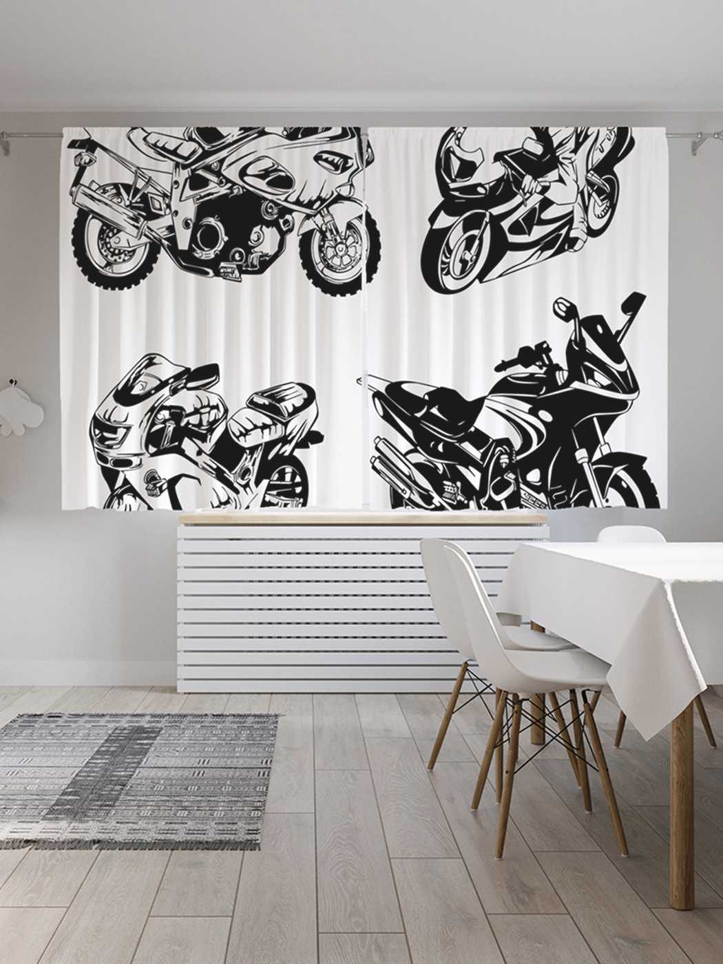 фото Классические шторы joyarty "спортивные мотоциклы", oxford delux, 2 полотна 145x180 см