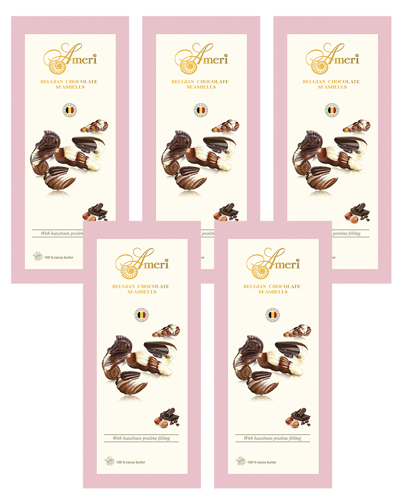 Конфеты шоколадные Ameri с начинкой пралине в розовой упаковке, 125 г - 5 шт.
