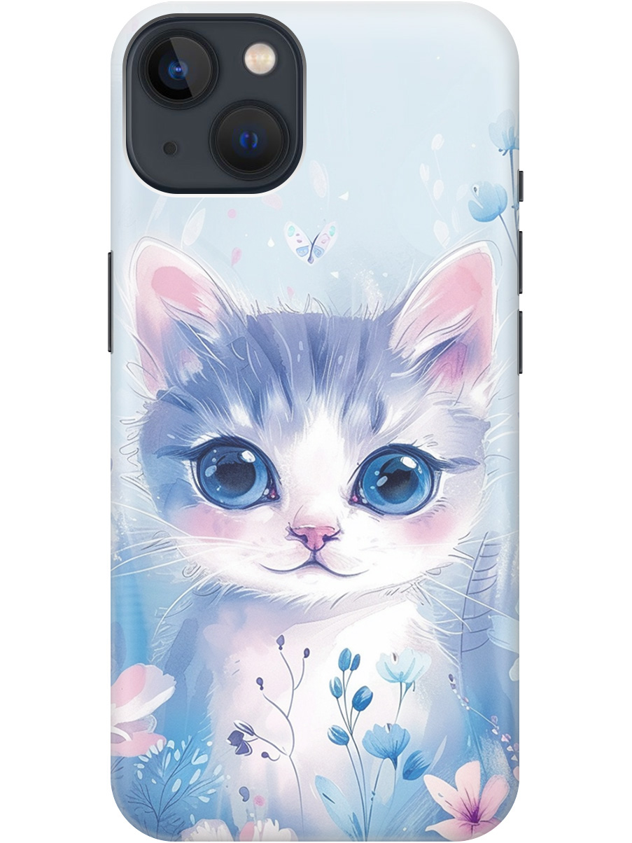 

Силиконовый чехол на Apple iPhone 14 с принтом "Котик в цветах", Прозрачный;белый;голубой;розовый, 745400512
