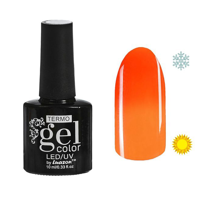 Гель-лак для ногтей Термо, 10мл, LED/UV, цвет А2-011 неоновый оранжевый 1442795