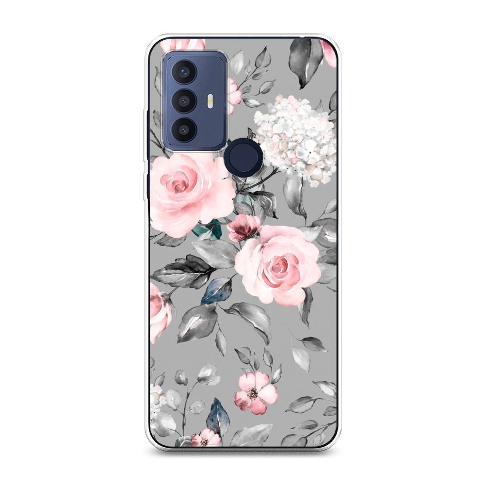 

Чехол Awog "Розы на сером" для TCL 30E, 290450-8