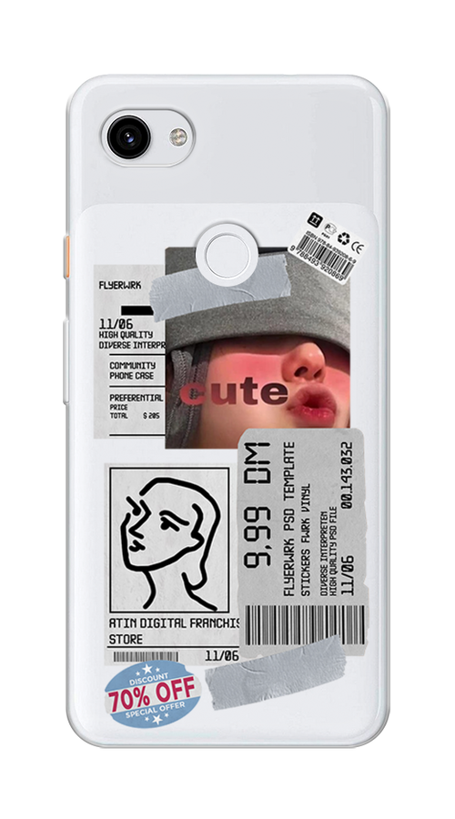 

Чехол на Google Pixel 3A XL "Cute girl collage", Розовый;серый;голубой, 270450-6