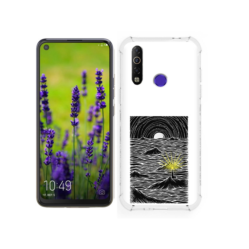 

Чехол MyPads Tocco для Tecno Camon 12 маяк в черно белом море, Tocco
