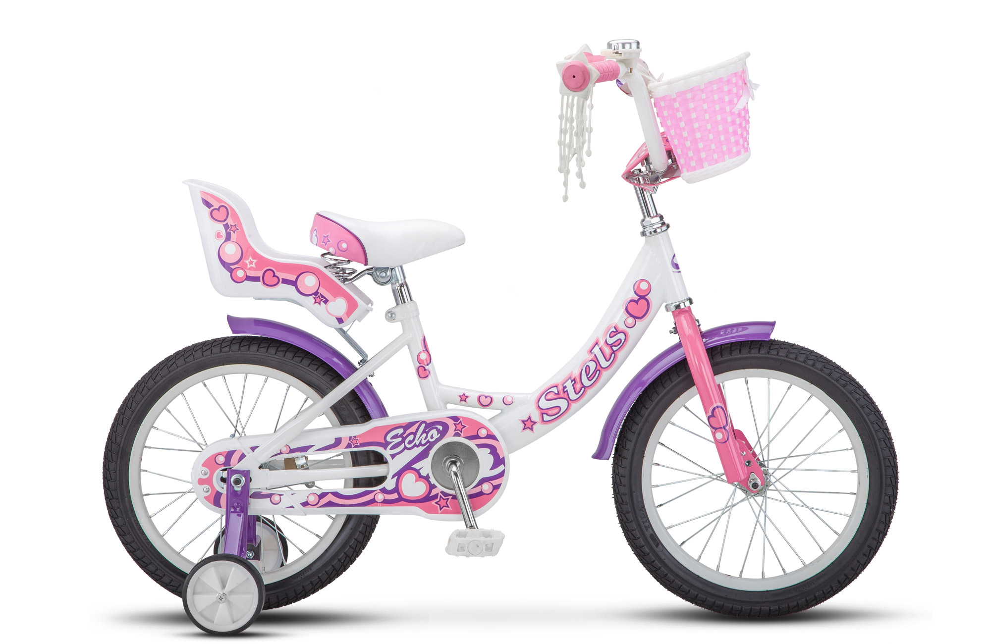 Велосипед STELS ECHO 16, колесо 16 , рост 9,5 , сезон 2023-2024, белый розовый кашпо велосипед белый
