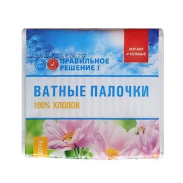 

Ватные палочки Правильное решение 100 шт., Белый