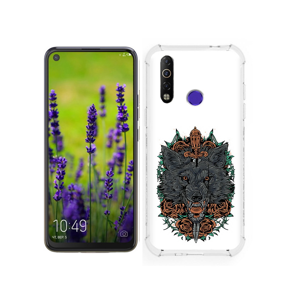 

Чехол MyPads Tocco для Tecno Camon 12 красивый злой волк, Прозрачный, Tocco