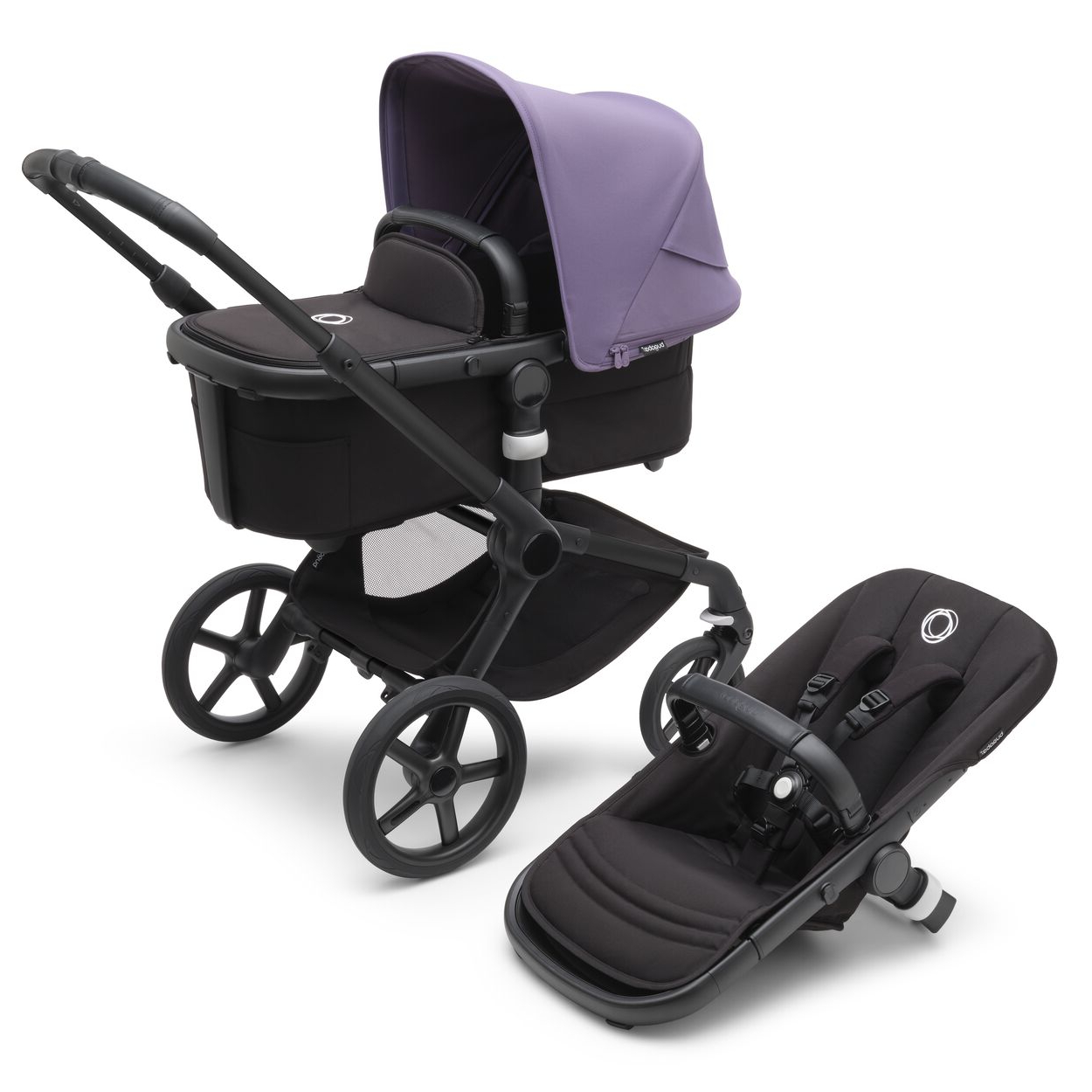 Коляска детская 2 в 1 Bugaboo Fox 5 Black Midnight black Astro purple 150500₽