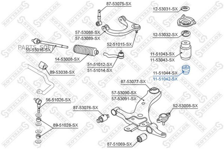 

11-51042-Sx отбойник Амортизатора Заднего Hyundai Getz 02> Stellox 1151042SX