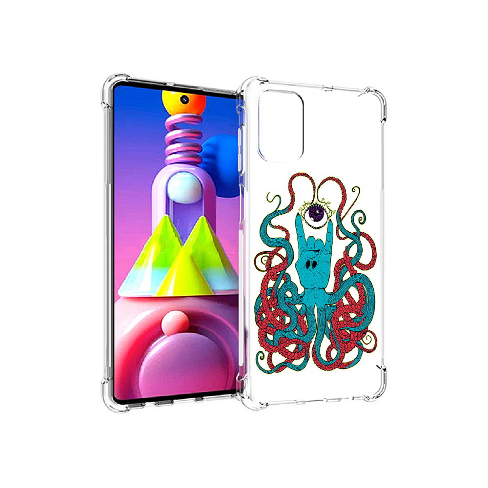 

Чехол MyPads Tocco для Samsung Galaxy M51 осьминог-рука абстракция (PT156838.490.530), Прозрачный, Tocco