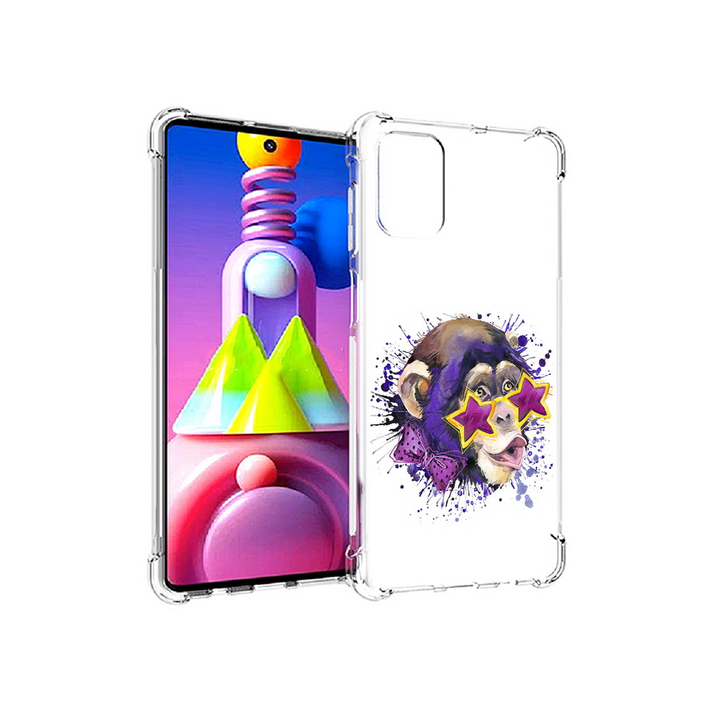 

Чехол MyPads Tocco для Samsung Galaxy M51 обезьяна в очках (PT156838.490.524), Прозрачный, Tocco