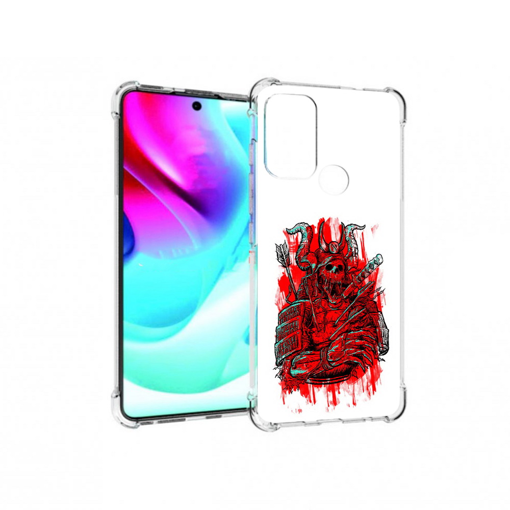 

Чехол MyPads Tocco для Motorola Moto G60S красный скелет воин (PT227079.361.413), Прозрачный, Tocco
