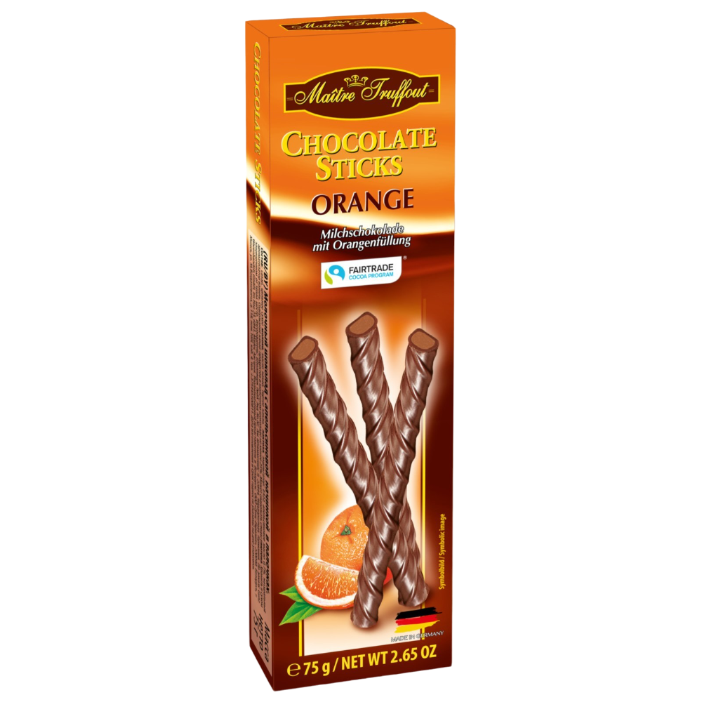 Шоколадные палочки Maitre Truffout с апельсиново-шоколадным кремом 75 г