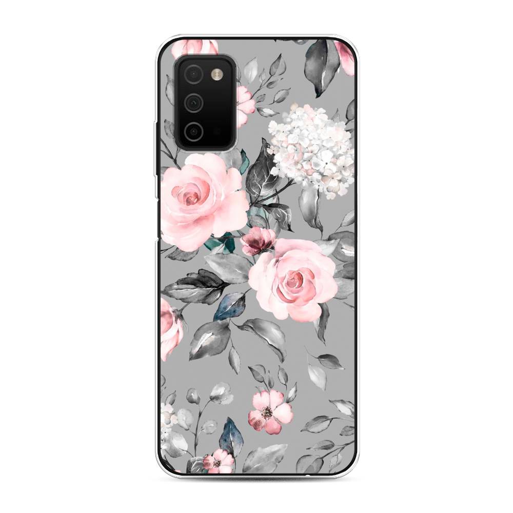 фото Чехол awog "розы на сером" для samsung galaxy a03s