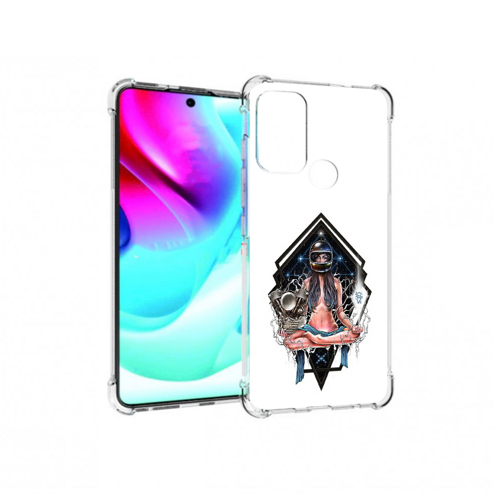 

Чехол MyPads Tocco для Motorola Moto G60S красивая девушка в шлеме (PT227079.361.406), Прозрачный, Tocco