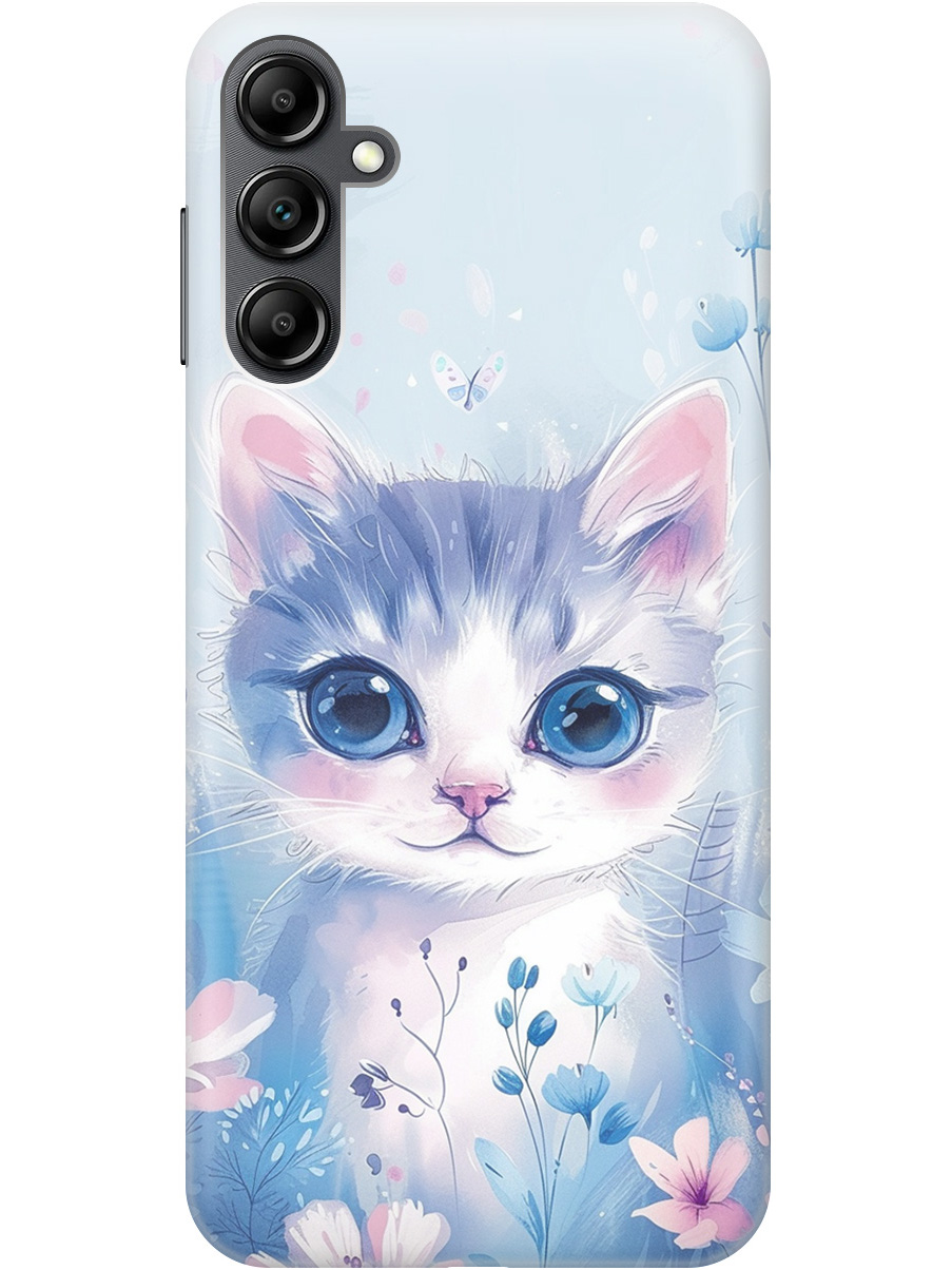 

Силиконовый чехол на Samsung Galaxy A14 с принтом "Котик в цветах", Прозрачный;белый;голубой;розовый, 768741412