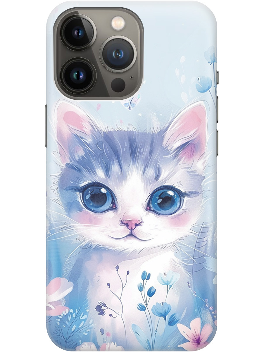 

Силиконовый чехол на Apple iPhone 14 Pro Max с принтом "Котик в цветах", Прозрачный;белый;голубой;розовый, 745400812