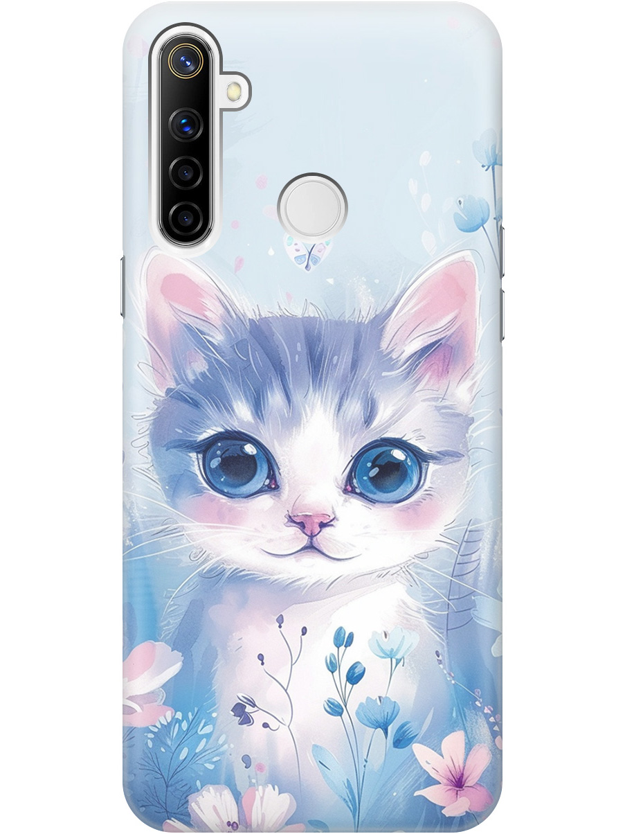 

Силиконовый чехол на realme 5 / 6i / C3 с принтом "Котик в цветах", Прозрачный;белый;голубой;розовый, 726149612
