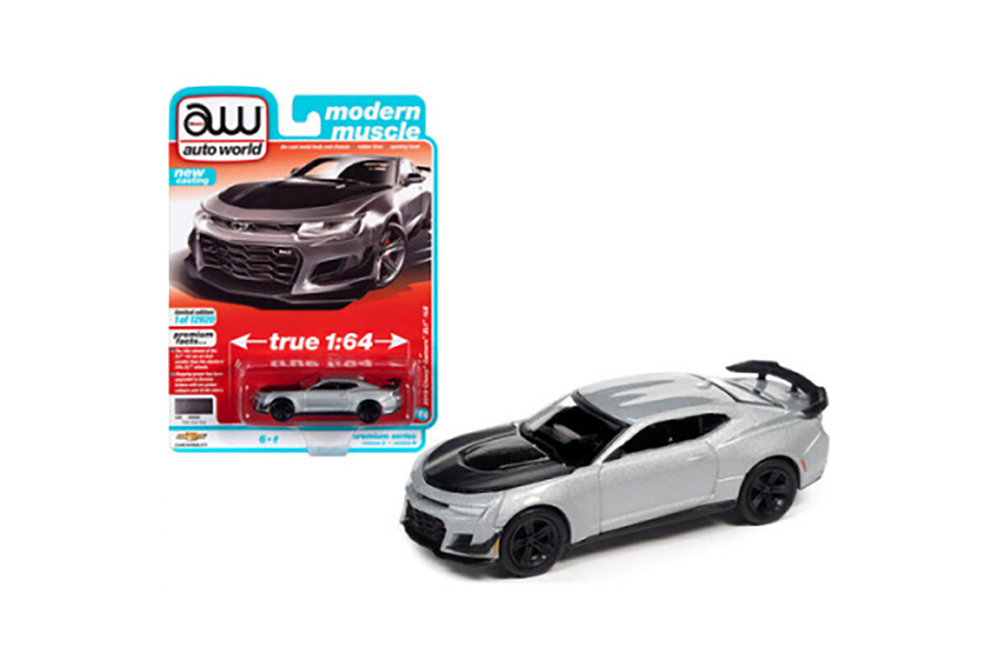 Модель коллекционная AUTO WORLD Chevrolet camaro ZL1 1LE (2019), satin steel metallic