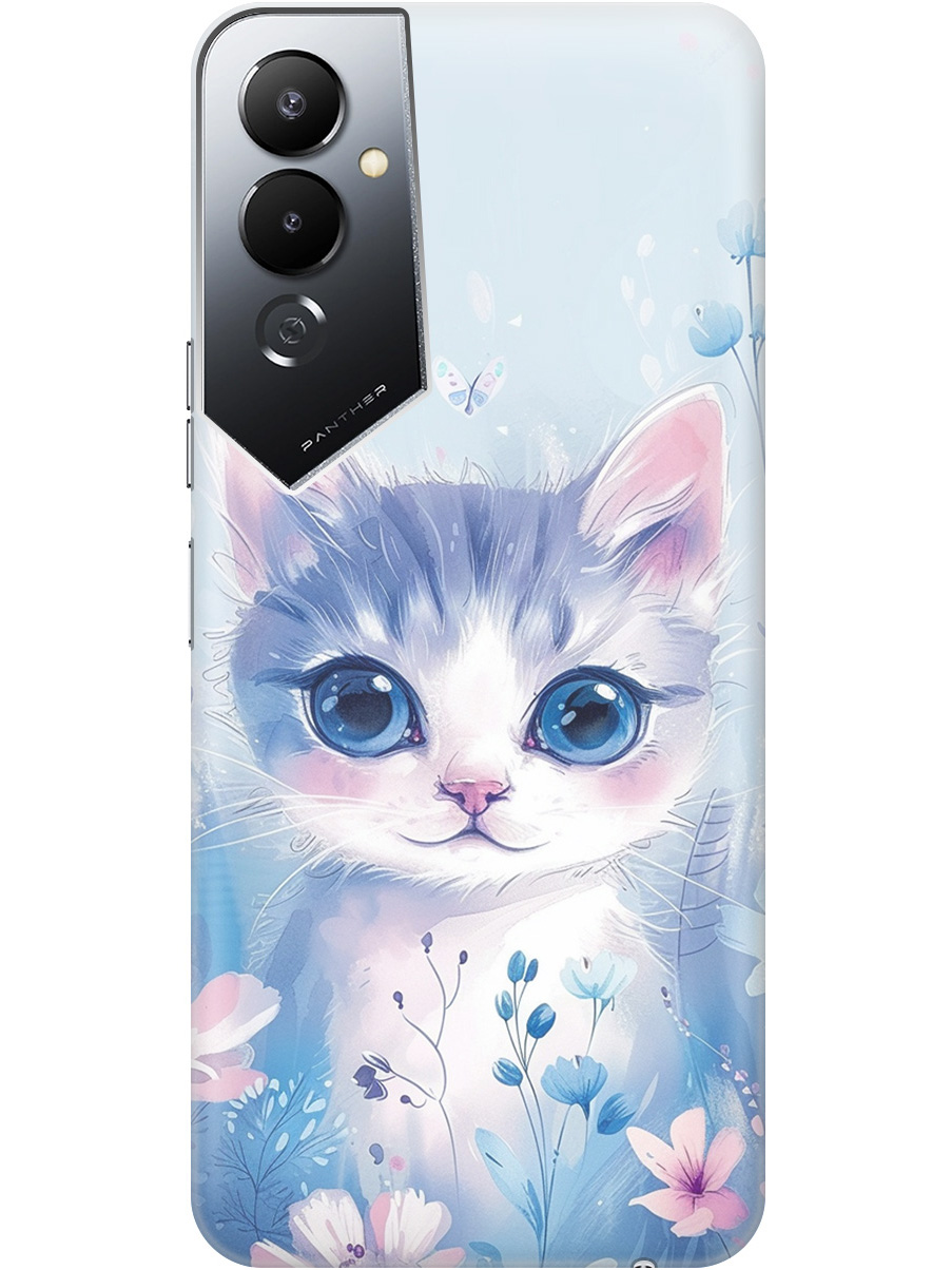 

Силиконовый чехол на Tecno Pova 4 с принтом "Котик в цветах", Прозрачный;белый;голубой;розовый, 762091412