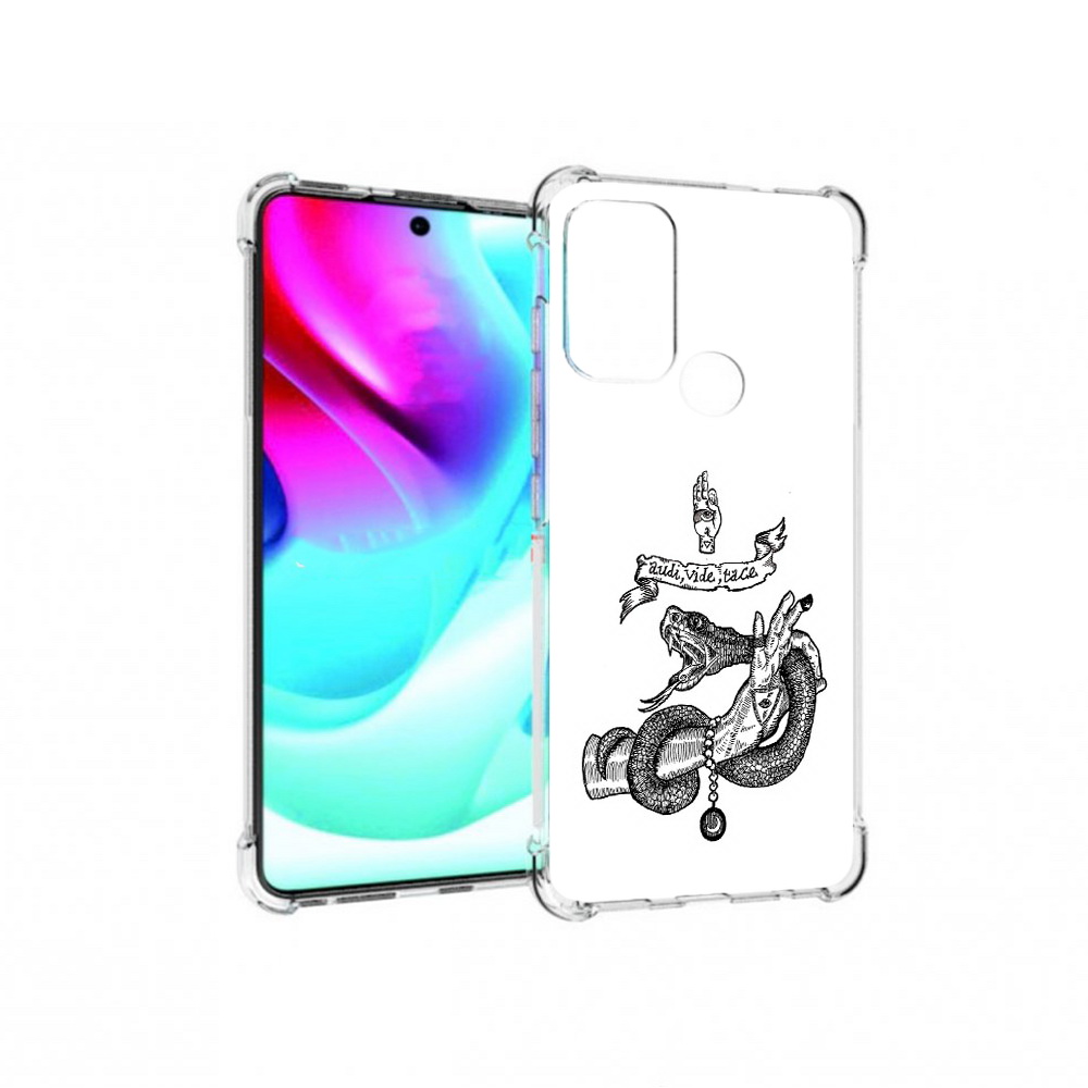 

Чехол MyPads Tocco для Motorola Moto G60S змея на руке рисунок (PT227079.361.366), Прозрачный, Tocco