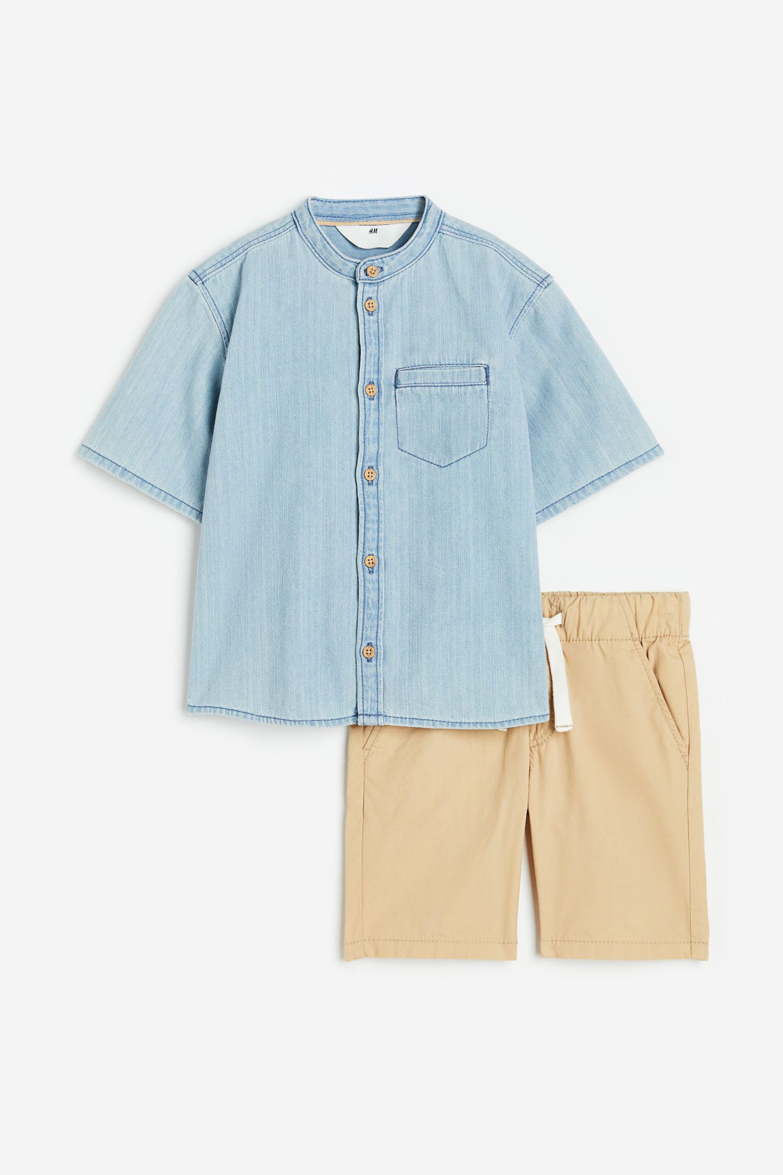 Комплект из 2 предметов H&M 116 Светло-синий деним/бежевый (доставка из-за рубежа)