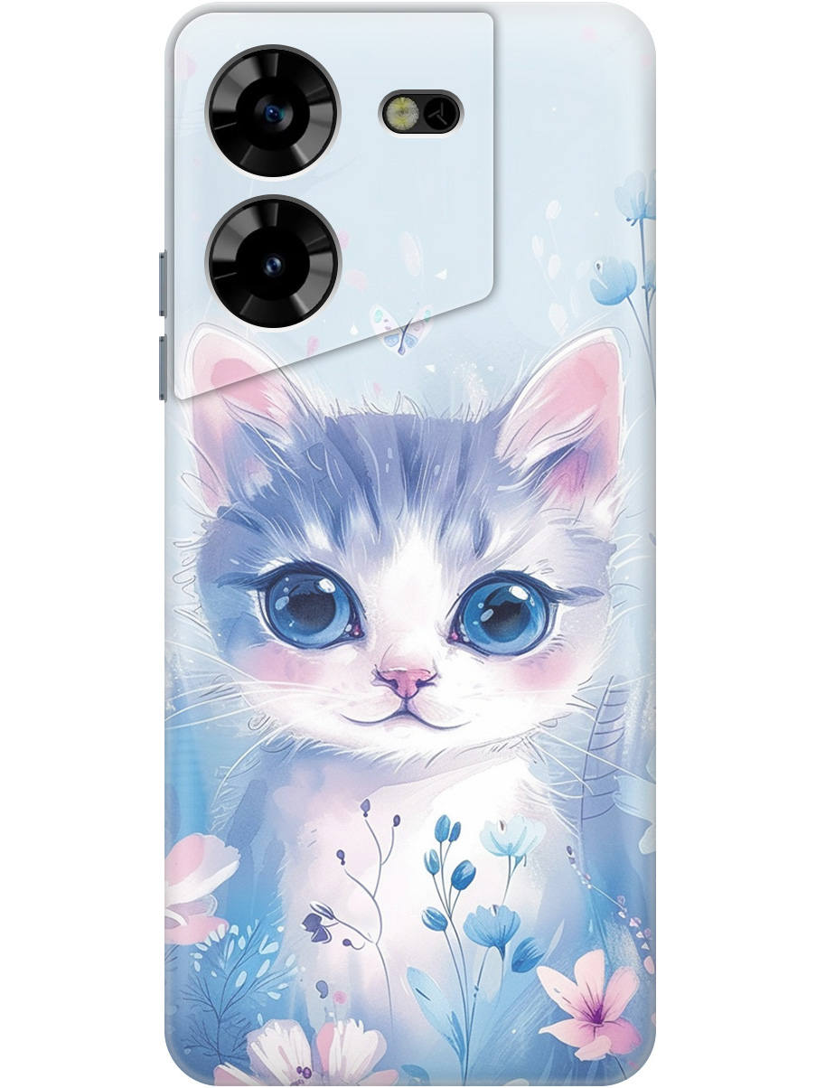 

Силиконовый чехол на Tecno Pova 5 с принтом "Котик в цветах", Прозрачный;белый;голубой;розовый, 772627512