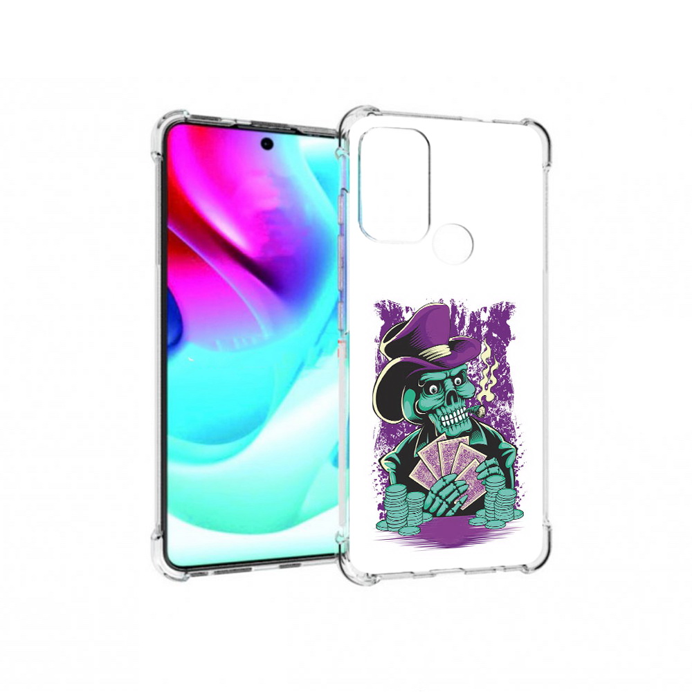 

Чехол MyPads Tocco для Motorola Moto G60S зеленый череп с картами (PT227079.361.361), Прозрачный, Tocco