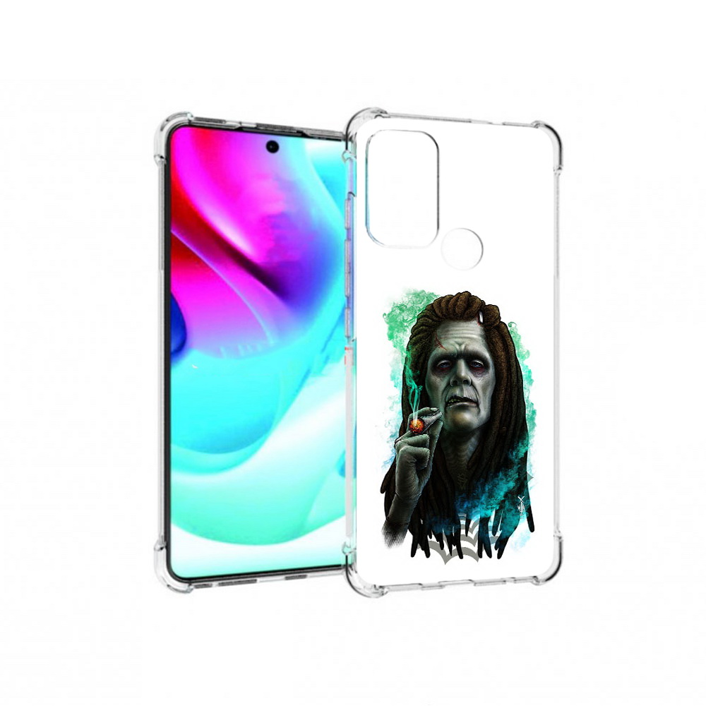 

Чехол MyPads Tocco для Motorola Moto G60S зеленый мужчина с сигаретой (PT227079.361.360), Прозрачный, Tocco