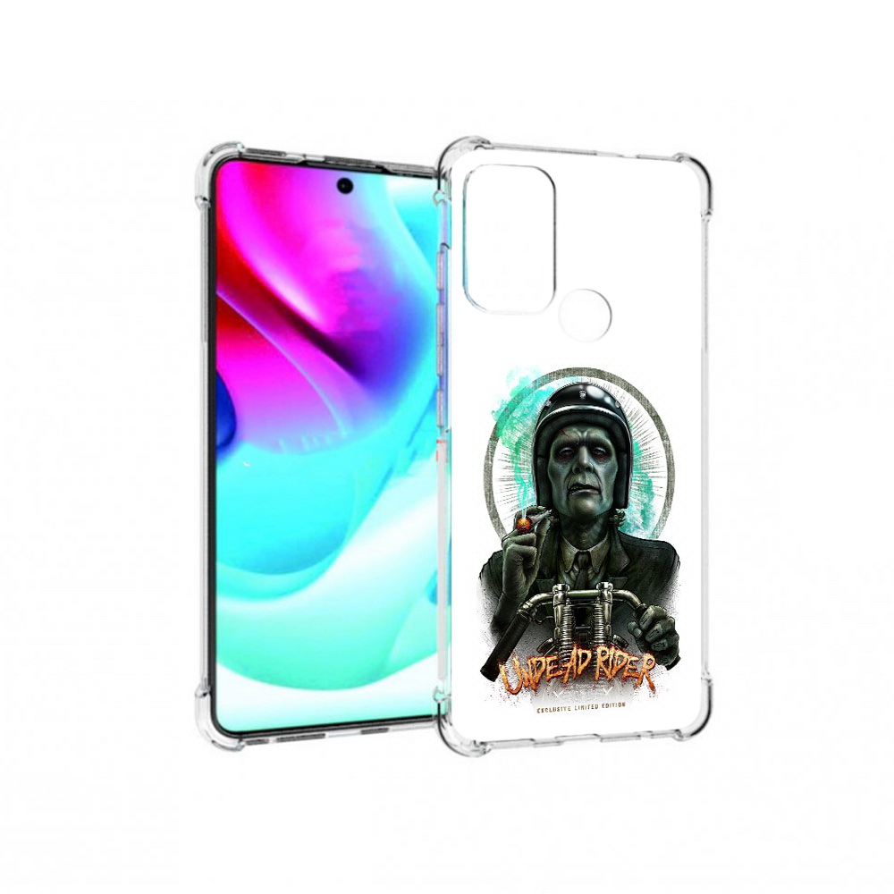 

Чехол MyPads Tocco для Motorola Moto G60S зеленый мужчина с сигаретой на мотоцикле, Прозрачный, Tocco