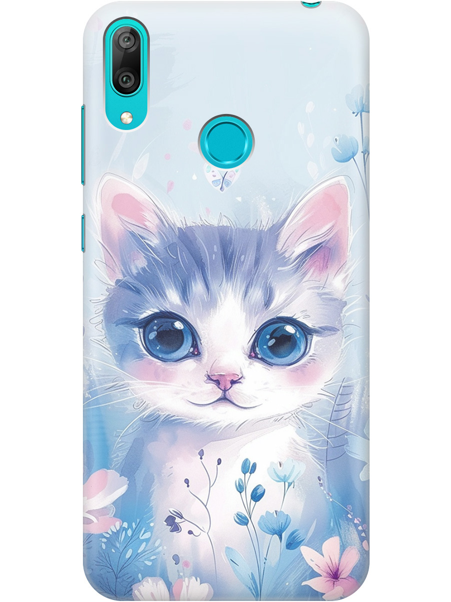 

Силиконовый чехол на Huawei Y7 (2019) с принтом "Котик в цветах", Прозрачный;белый;голубой;розовый, 720668212