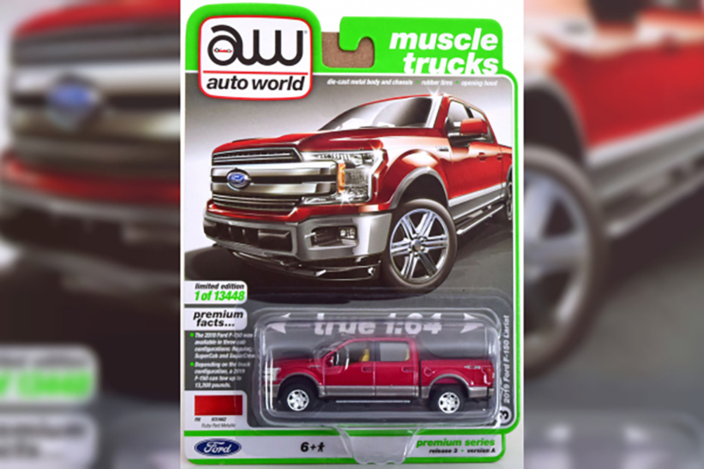 Модель коллекционная AUTO WORLD Ford F-150 lariat (2019), red metallic