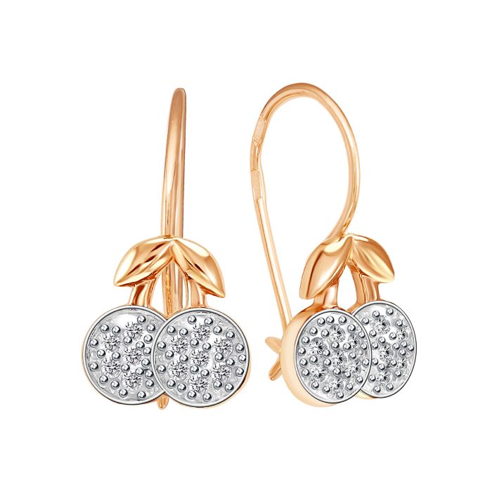

Серьги из красного золота Золотые узоры 02-3625, фианит, 02-3625