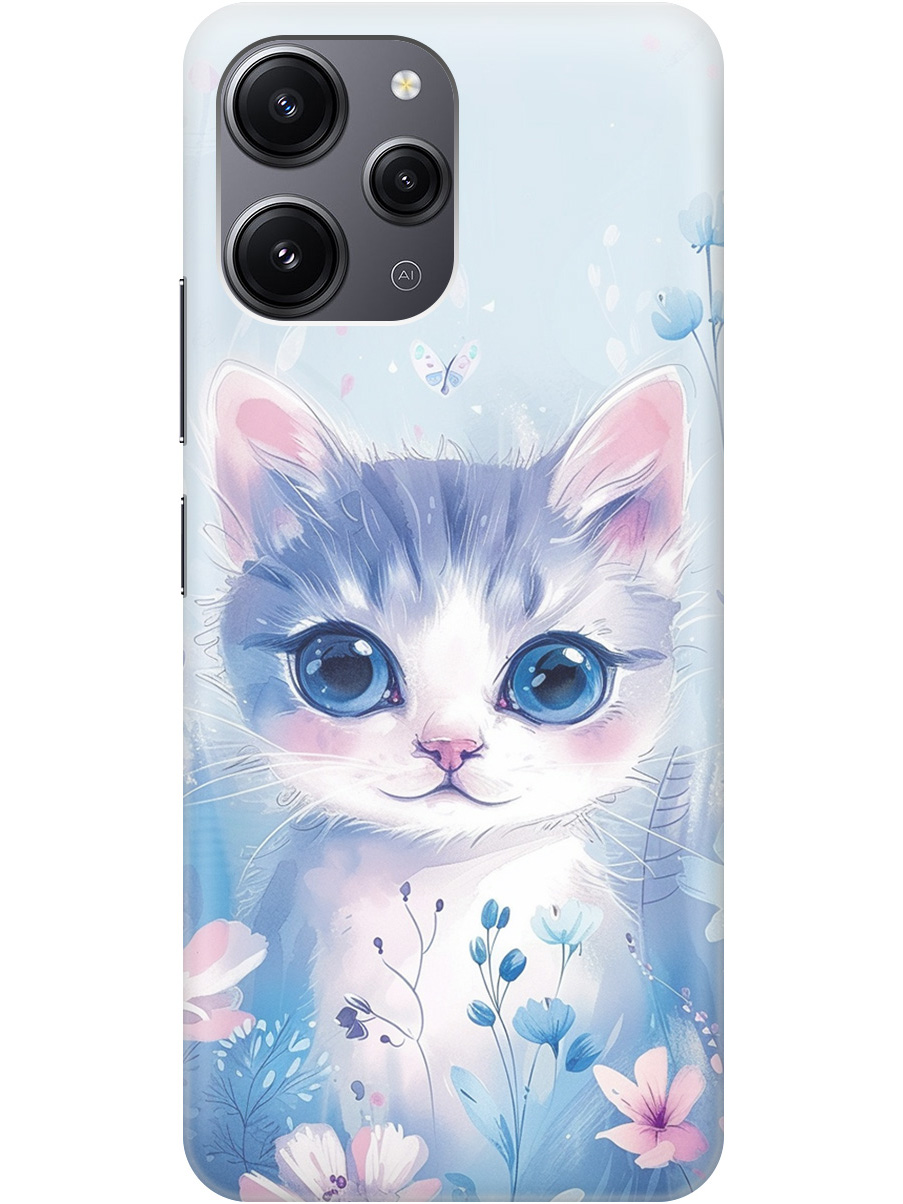 

Силиконовый чехол на Xiaomi Redmi 12 с принтом "Котик в цветах", Прозрачный;белый;голубой;розовый, 772621712