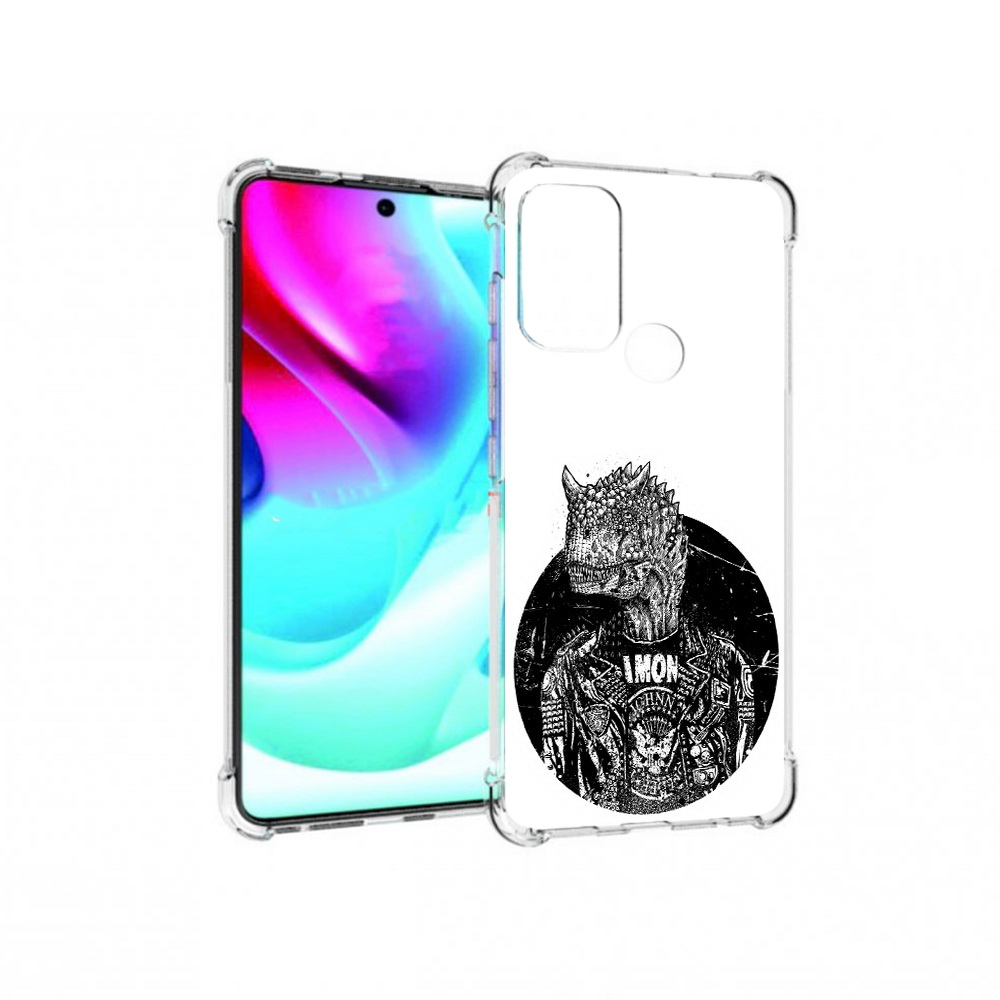 

Чехол MyPads Tocco для Motorola Moto G60S динозавр в куртке (PT227079.361.328), Прозрачный, Tocco