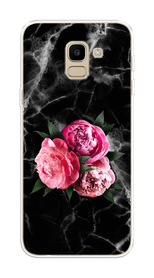 

Чехол на Samsung Galaxy J6 2018 "Букет на черном мраморе", Черный;серый;розовый;зеленый;белый, 26150-1