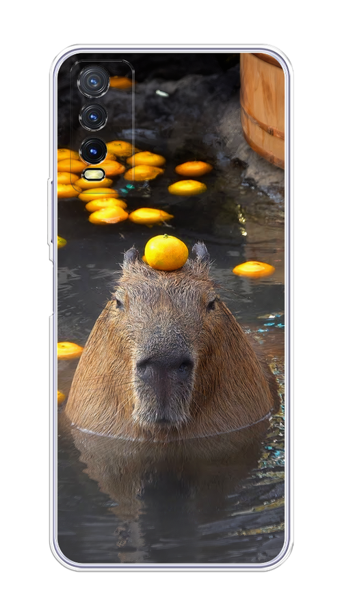

Чехол на Vivo Y20 "Капибара отдыхает", Коричневый;оранжевый;серый, 263650-1