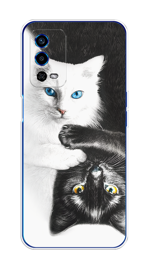 

Чехол на Oppo A55 4G "Коты Инь-Янь", Черный;белый;голубой, 259150-1